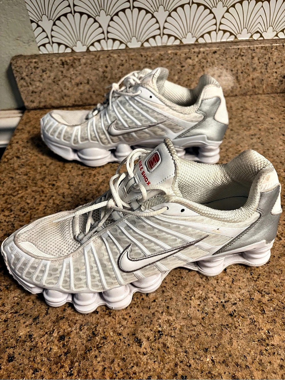 Nike Shox TL White Metallic Silver White & Silver Sneakers US 11.5